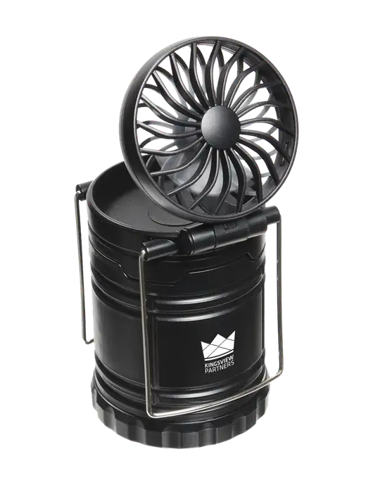 Black Retro Lantern with Fan w/Kingsview Partners Logo