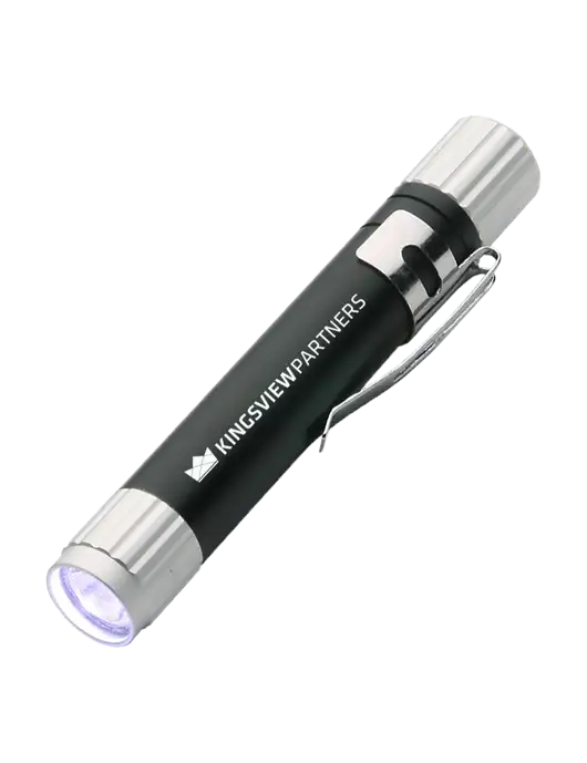 Black Aluminum LED Penlight w/Kingsview Partners Logo