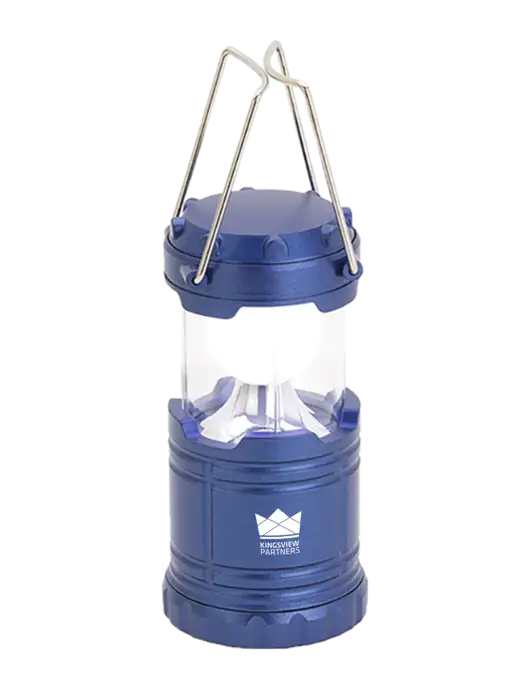 Blue Mini Retro Lantern w/Kingsview Partners Logo
