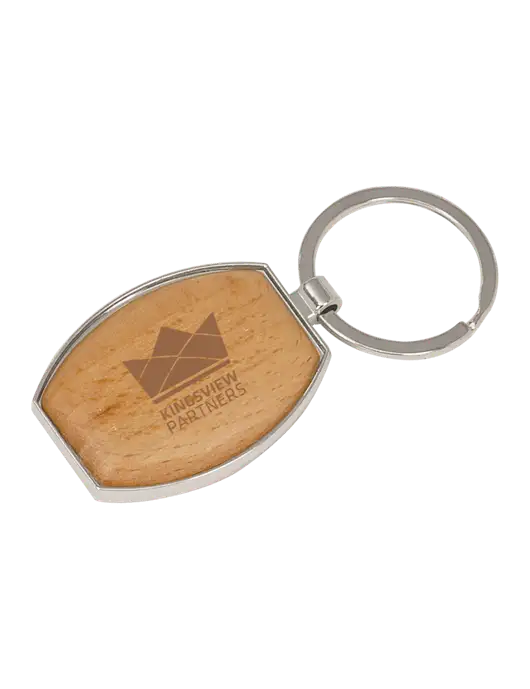 Wood & Silver Oval Keychain w/Kingsview Partners Logo