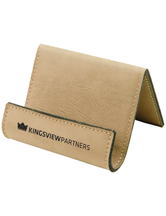 Tan Leatherette Card & Phone Holder w/Kingsview Partners Logo