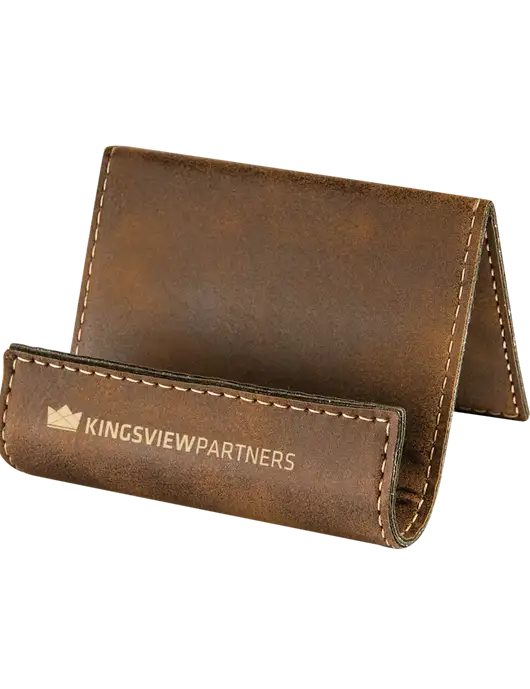 Rustic Leatherette Card & Phone Holder w/Kingsview Partners Logo