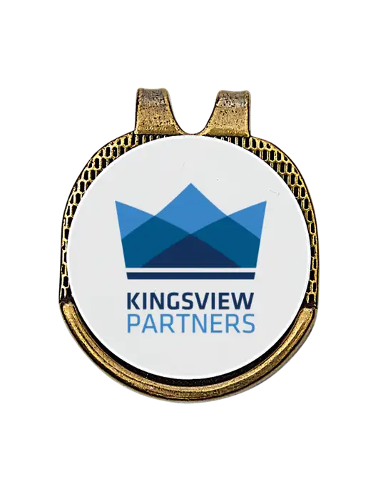 Antique Gold Hat Clip w/Golf Ball Marker w/Kingsview Partners Logo