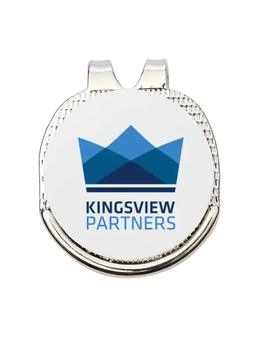Antique Silver Hat Clip w/Golf Ball Marker w/Kingsview Partners Logo