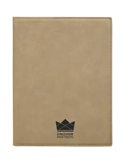 Tan Leatherette 7 x 9 Portfolio with Notepad w/Kingsview Partners Logo