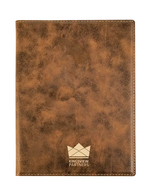 Rustic Leatherette 7 x 9 Portfolio with Notepad w/Kingsview Partners Logo