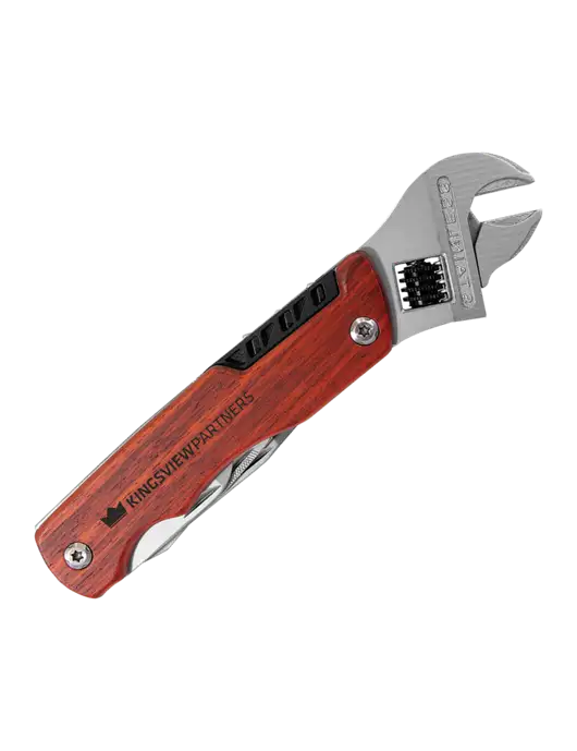 Wood Handle Wrench Multi Tool with Case w/Kingsview Partners Logo