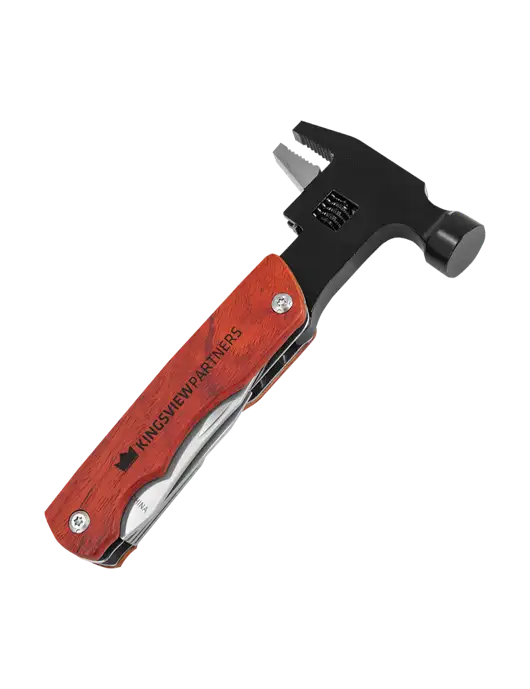 Wood Handle Hammer Multi Tool with Case w/Kingsview Partners Logo