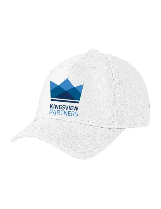 White Structured Soft Snap Closure Hook & Loop Cap w/Kingsview Partners Logo