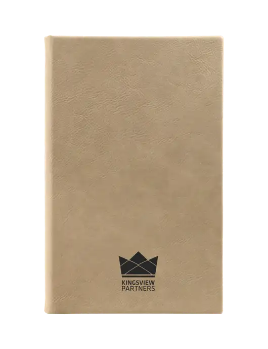 Tan Leatherette 5.25 x 8.25 Journal w/Kingsview Partners Logo