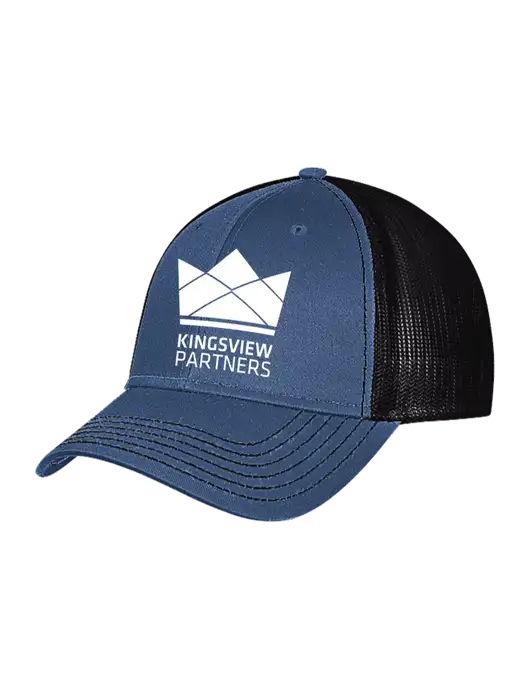 Dark Royal/Black Mesh Trucker Cap Snap Back w/Kingsview Partners Logo