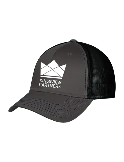 Charcoal & Black Mesh Trucker Cap Snap Back w/Kingsview Partners Logo