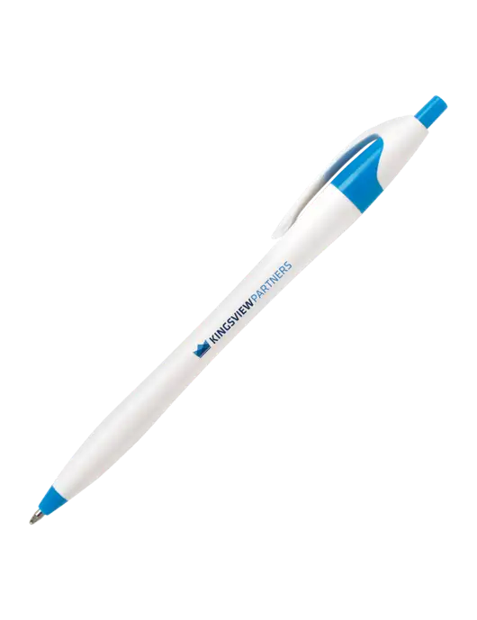 Novella Sapphire Blue/White Splash Pen - Blue Ink w/Kingsview Partners Logo
