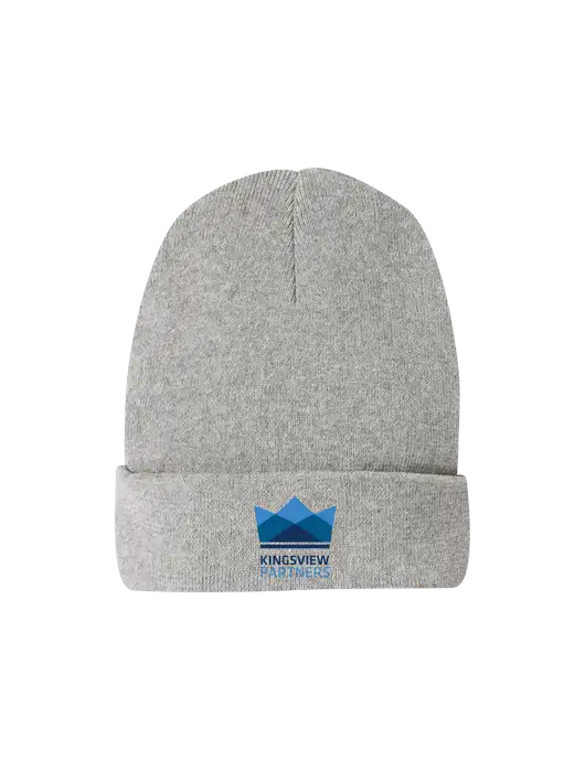 Recycled Light Heather Grey Beanie w/Kingsview Partners Logo