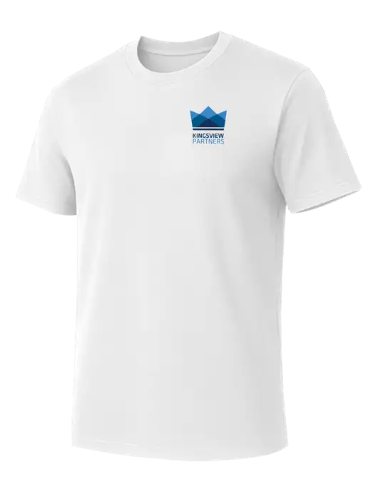 Allmade Bright White Organic Cotton Tee w/Kingsview Partners Logo
