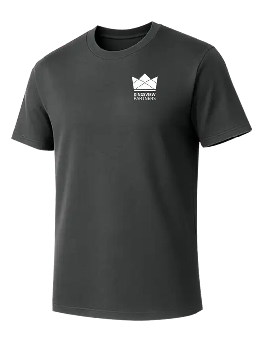 Allmade Charcoal Grey Organic Cotton Tee w/Kingsview Partners Logo