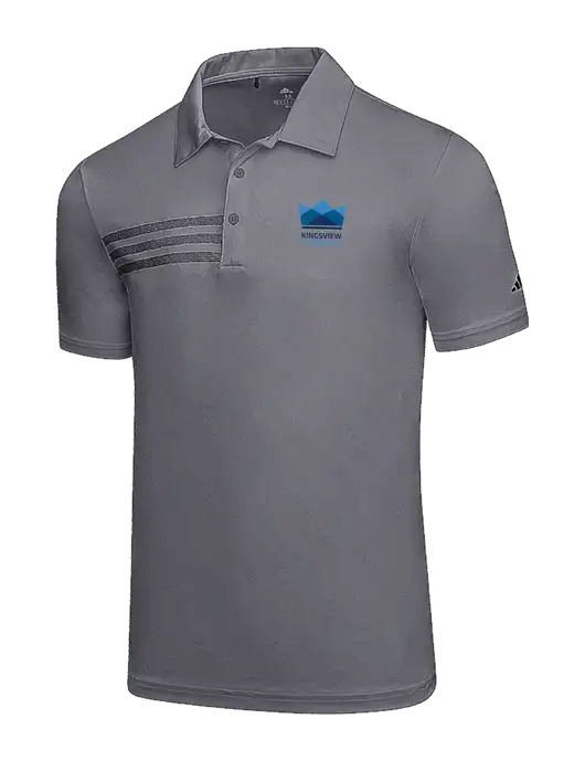 Adidas Medium Grey 3 Stripes Chest Polo w/Kingsview Partners Logo