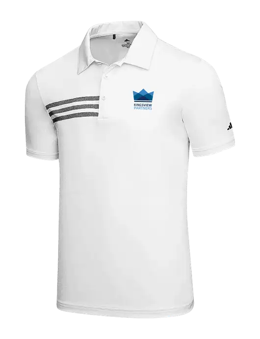 Adidas White 3 Stripes Chest Polo w/Kingsview Partners Logo
