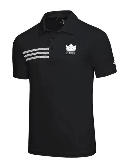 Adidas Black 3 Stripes Chest Polo w/Kingsview Partners Logo