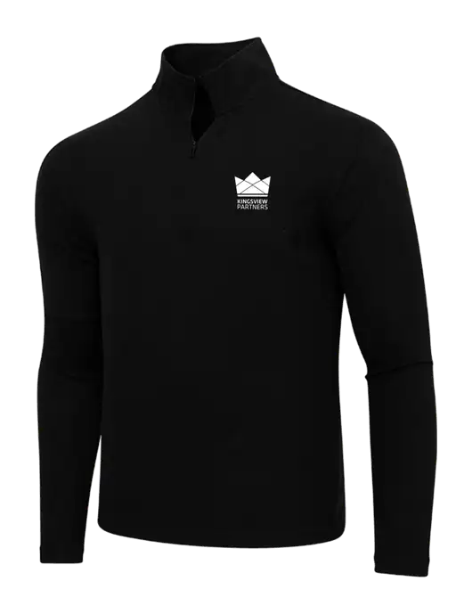 Adidas  Black Melange 3 Stripes Quarter Zip Sweater w/Kingsview Partners Logo