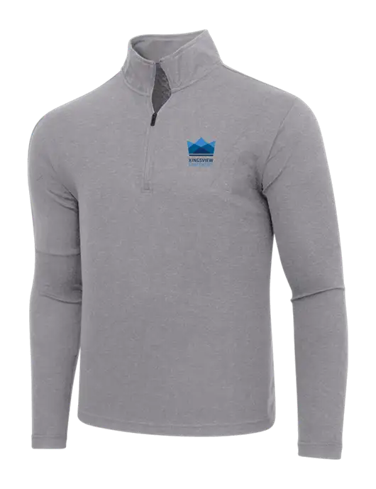 Adidas Medium Grey Melange 3 Stripes Quarter Zip Sweater w/Kingsview Partners Logo