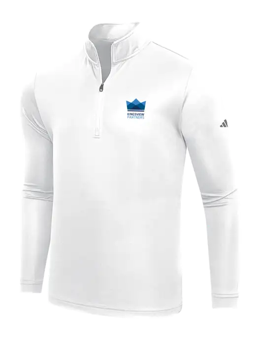 Adidas White  Lightweight Quarter Zip Pullover w/Kingsview Partners Logo