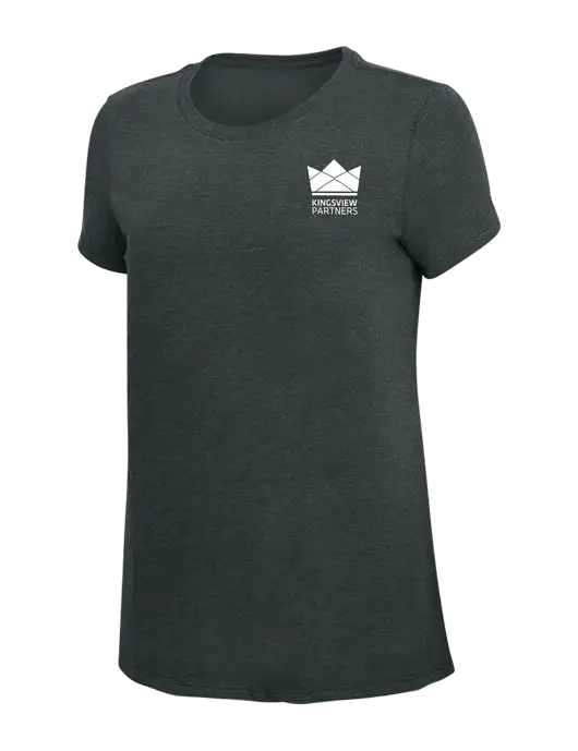 Womens Simply Soft Black Frost 4.5oz Poly/Combed Ring Spun Cotton T-Shirt w/Kingsview Partners Logo