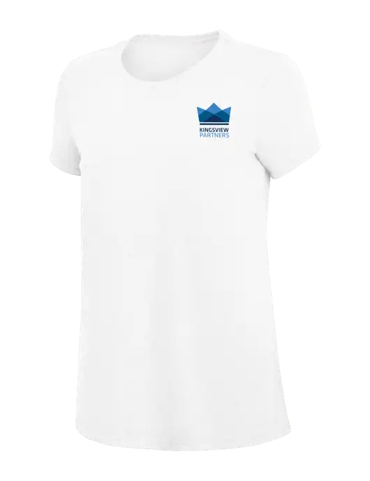 Womens Simply Soft White 4.5oz Poly/Combed Ring Spun Cotton T-Shirt
 w/Kingsview Partners Logo