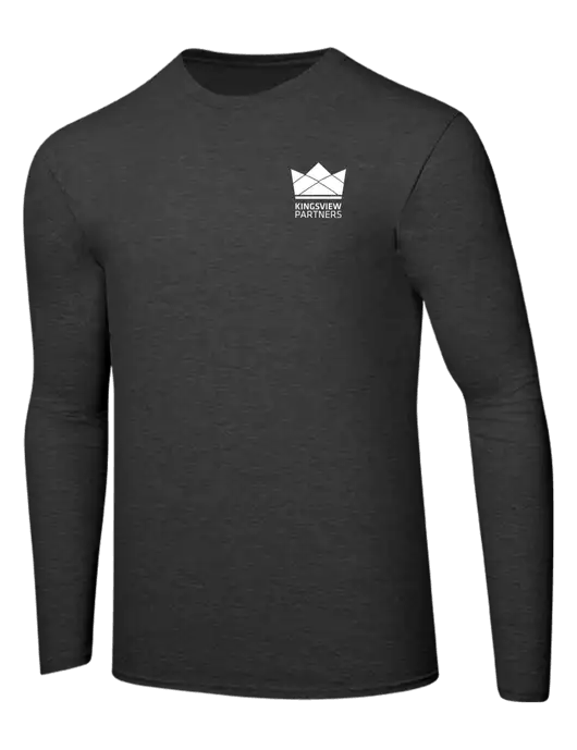 Ring Spun Dark Heather Grey 4.5 oz Long Sleeve T-Shirt w/Kingsview Partners Logo