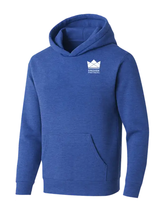 BELLA+CANVAS Heather Royal Sponge Fleece Pullover Hoodie w/Kingsview Partners Logo