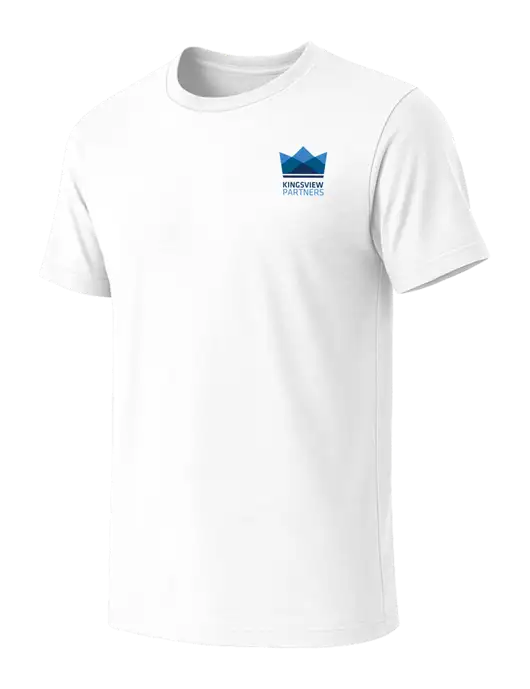 BELLA+CANVAS White Blend CVC Short Sleeve Tee w/Kingsview Partners Logo