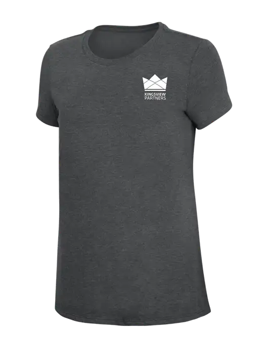 Womens Simply Soft Charcoal 4.5oz Poly/Combed Ring Spun Cotton T-Shirt w/Kingsview Partners Logo