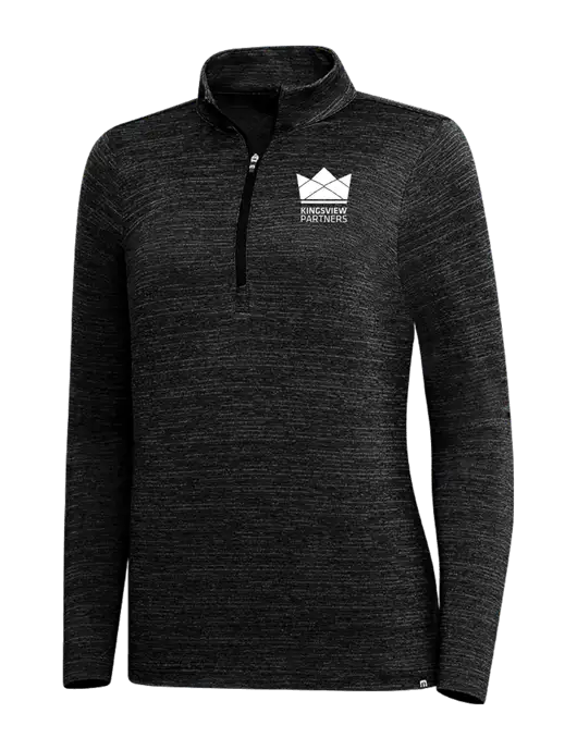 TravisMathew Black Womens Crestview 1/4 Zip w/Kingsview Partners Logo