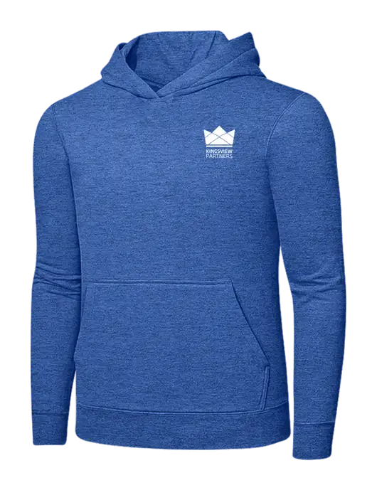 Heather Royal 7.8. oz Ring Spun Hooded Sweatshirt w/Kingsview Partners Logo