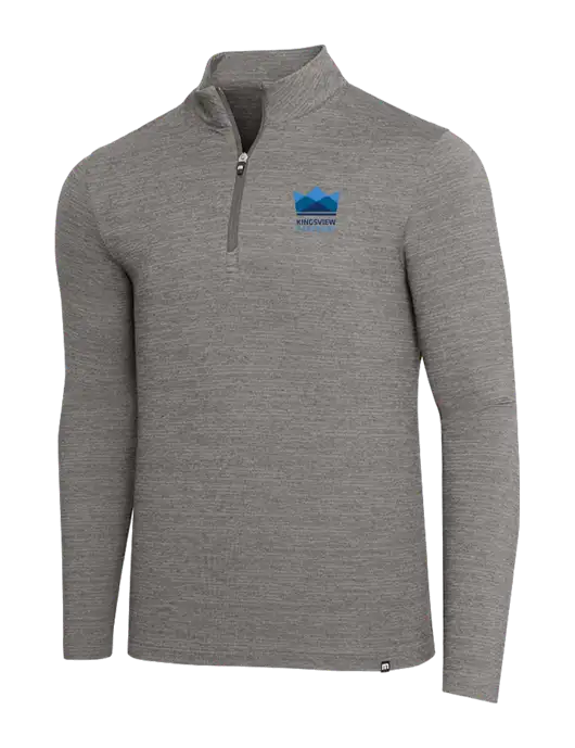TravisMathew Medium Grey Heather Crestview 1/4 Zip w/Kingsview Partners Logo