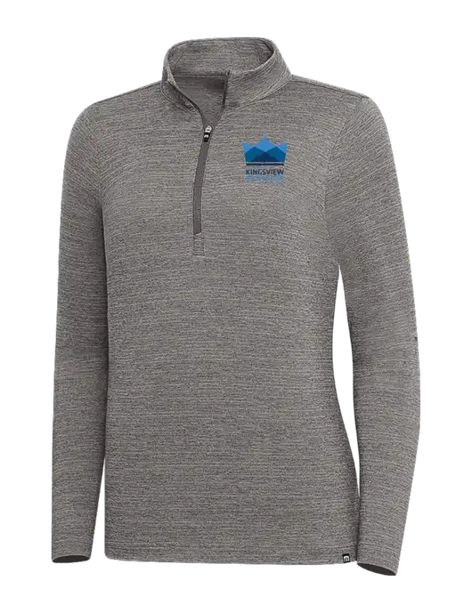 TravisMathew Medium Grey Heather Womens Crestview 1/4 Zip w/Kingsview Partners Logo