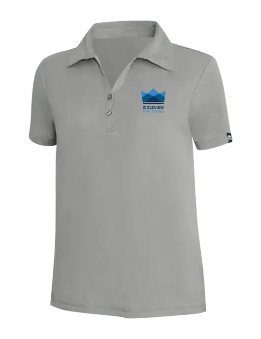 TravisMathew Light Grey Heather Womens Coto Performance Polo w/Kingsview Partners Logo
