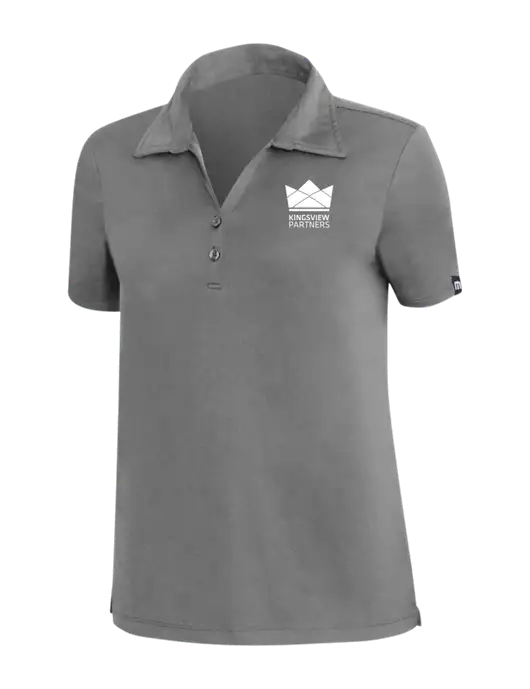 TravisMathew Med Dark Grey Womens Coto Performance Polo w/Kingsview Partners Logo