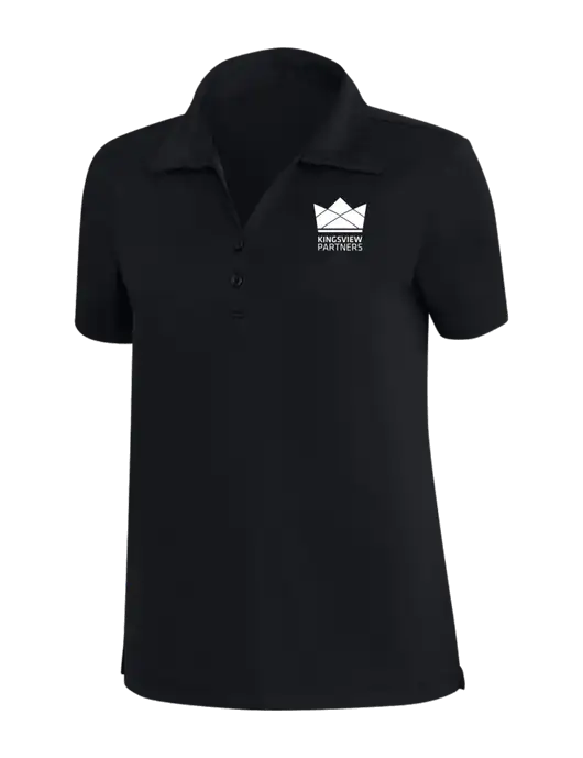 TravisMathew Black Womens Coto Performance Polo w/Kingsview Partners Logo