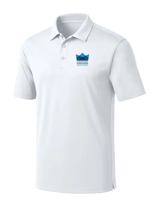 White Silk Touch Performance Polo w/Kingsview Partners Logo
