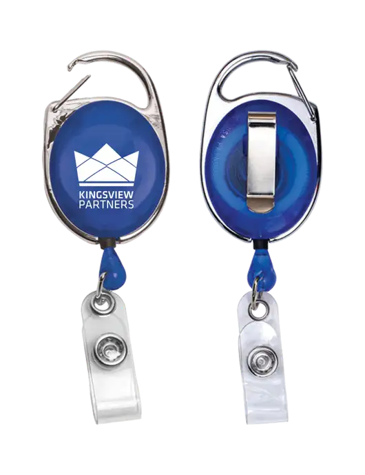 Royal Carabiner Style Badge Reel and Badge Holder w/Kingsview Partners Logo