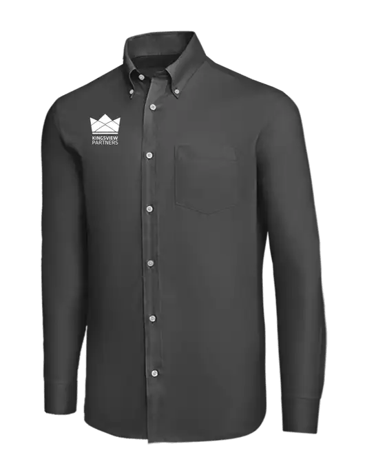 Brooks Brothers Dark Grey Wrinkle-Free Stretch Nailhead Shirt w/Kingsview Partners Logo