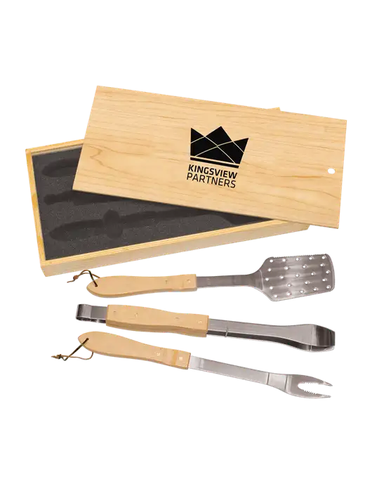 Wood BBQ Gift Set w/Kingsview Partners Logo