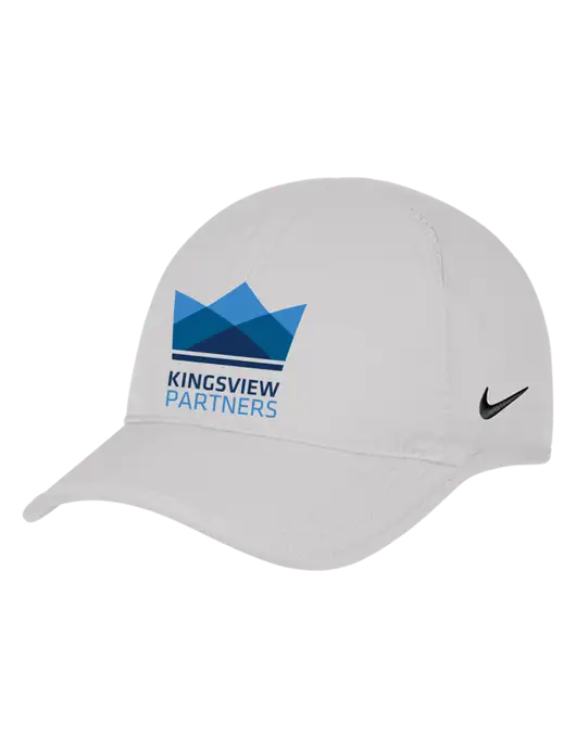 Nike White Featherlight Cap w/Kingsview Partners Logo