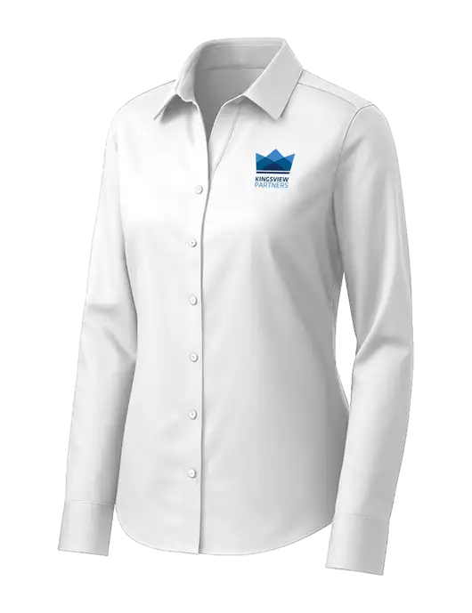 Brooks Brothers Womens White Wrinkle-Free Stretch Pinpoint Shirt w/Kingsview Partners Logo