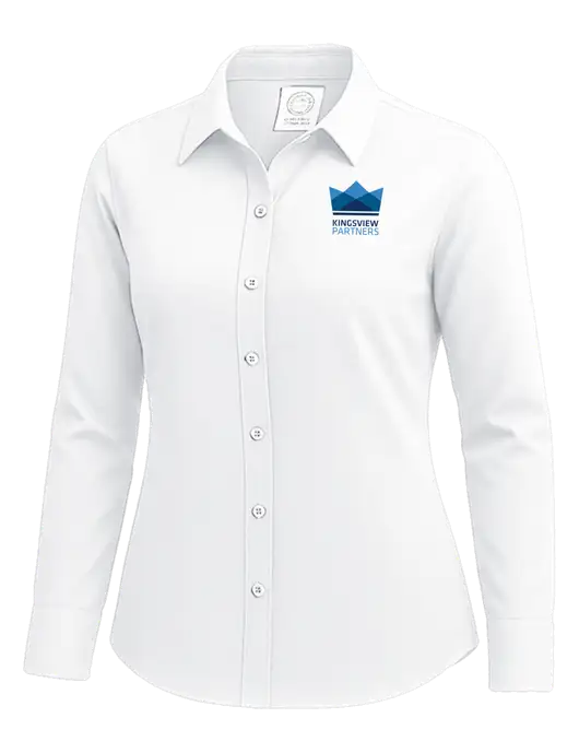 Brooks Brothers Womens White Wrinkle-Free Stretch Nailhead Shirt w/Kingsview Partners Logo