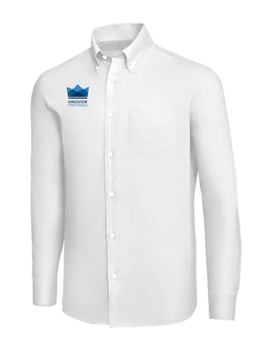 Brooks Brothers White Wrinkle-Free Stretch Nailhead Shirt w/Kingsview Partners Logo