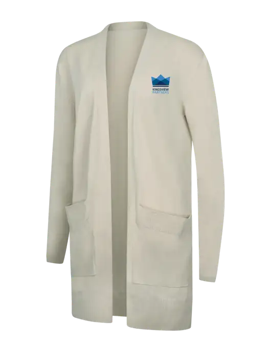 Mercer+Mettle Womens Ivory Open Front Cardigan Sweater w/Kingsview Partners Logo