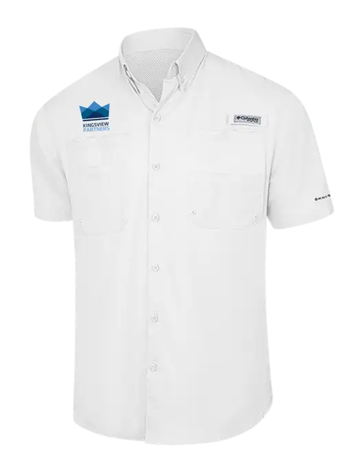 Columbia White PFG Tamiami II Short Sleeve Shirt w/Kingsview Partners Logo