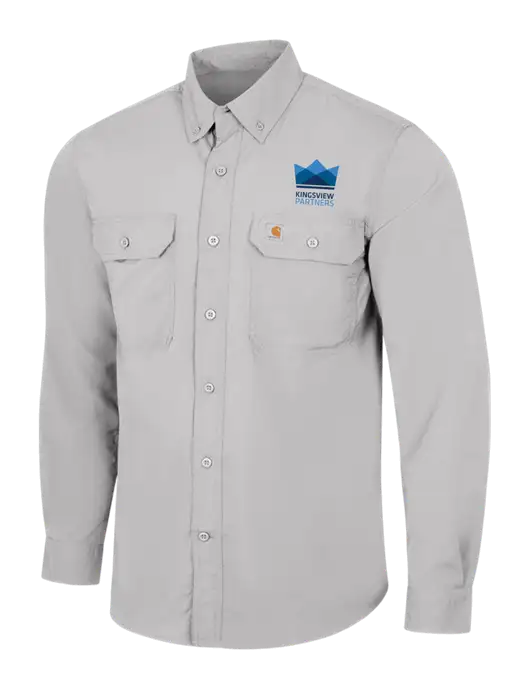 Carhartt Force Light Grey Solid Long Sleeve Shirt w/Kingsview Partners Logo